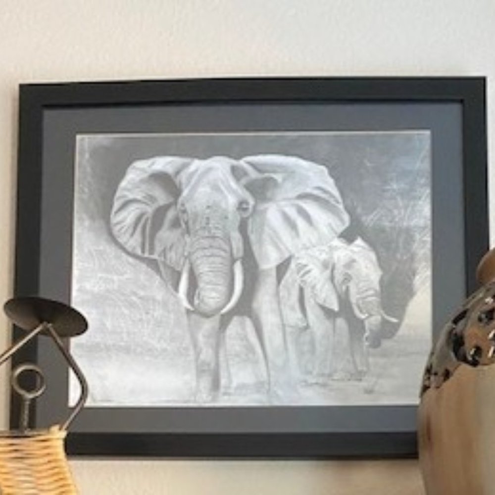 Original Graphite Artwork 22 X 18 with Mat and Frame